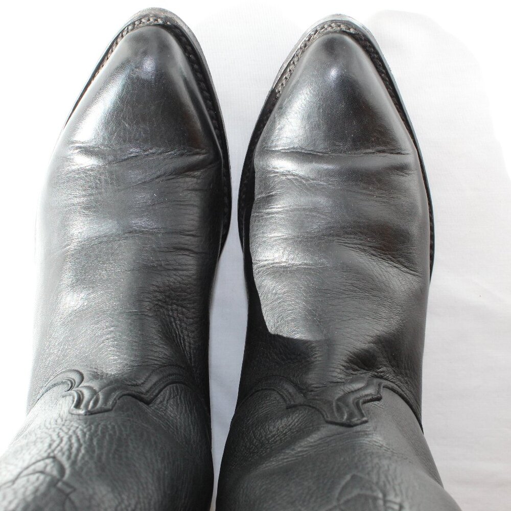 Lucchese Black Leather Boots Size 8D - Picture 5 of 16